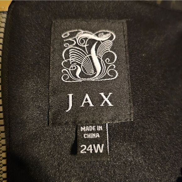 JAX Black Matte Floral Beaded Accent Dress - Size 24W - Picture 10 of 11